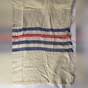 Ruyi Wrap Shawl Scarf Acrylic Navy Red White Stripe Rectangle